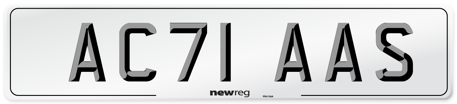 AC71 AAS Number Plate from New Reg
